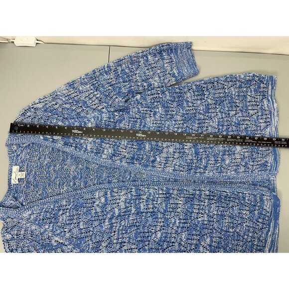 Kim Rogers Cardigan Sweater Open Front Crochet Knit 3/4 Sleeve Blue Womens 1X - Picture 7 of 10
